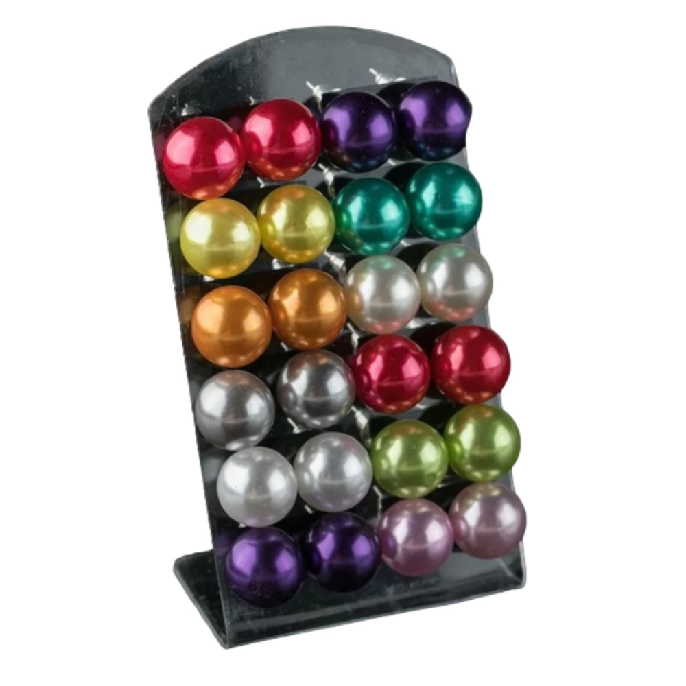 12 Pair Faux Pearl Earring Set Multi Color